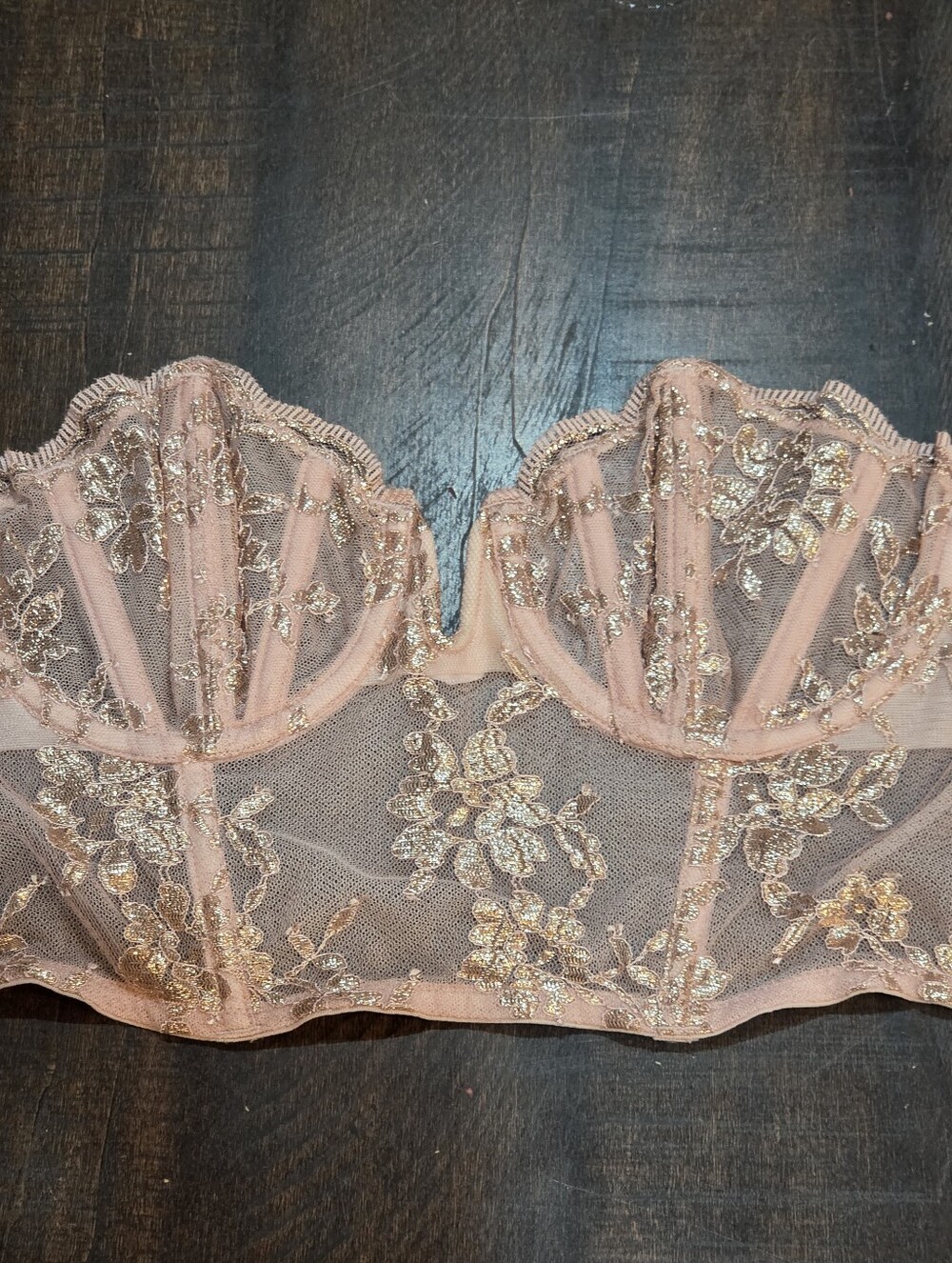 Victoria's Secret Pink & Gold Jacquard Strapless Corset - Picture 2 of 9